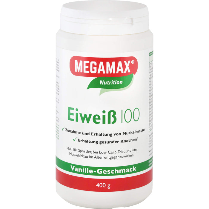 MEGAMAX Nutrition Eiweiß 100 Pulver Vanille-Geschmack, 400 g Poudre