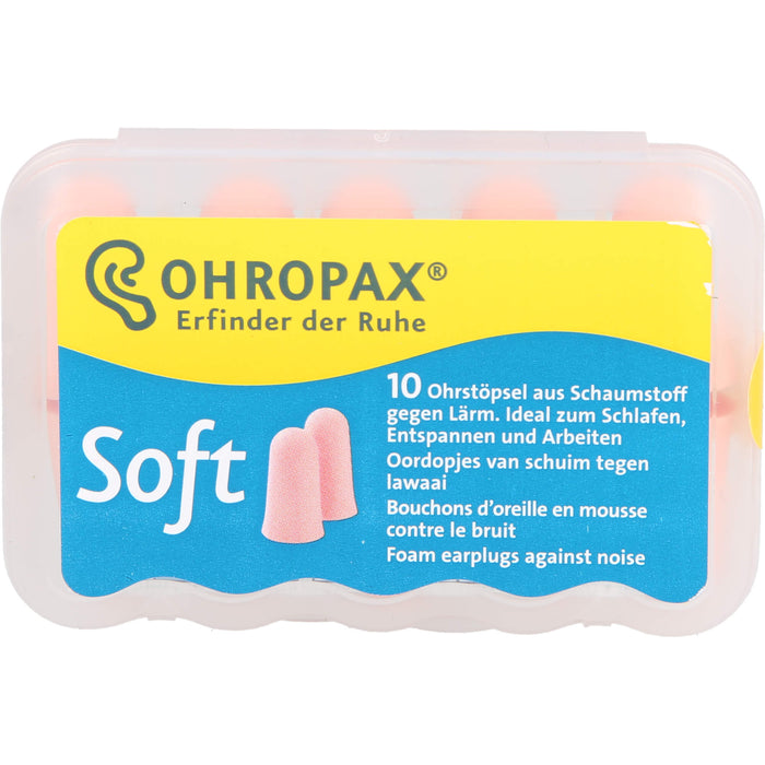 OHROPAX Soft weiche Ohrstöpsel aus Schaumstoff, 10 pc Bouchons d'oreilles