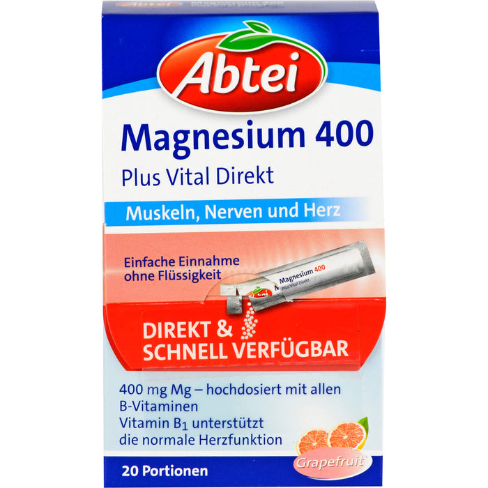 Abtei Magnesium 400 Plus Vital Direkt Granulat, 20 St. Beutel