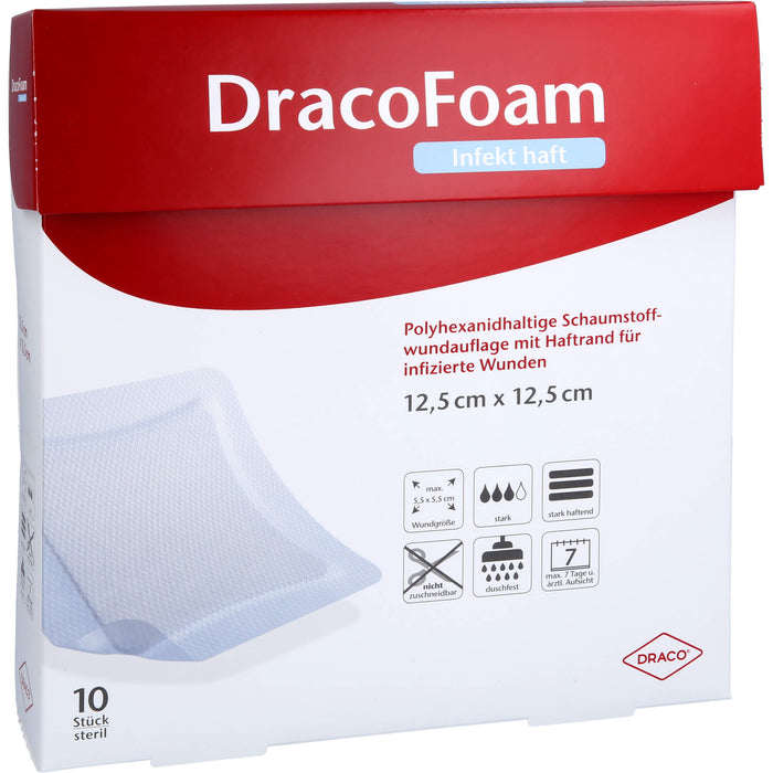 DracoFoam Infekt haft Schaumstoffverband für infizierte Wunden, 10 pcs. dressing