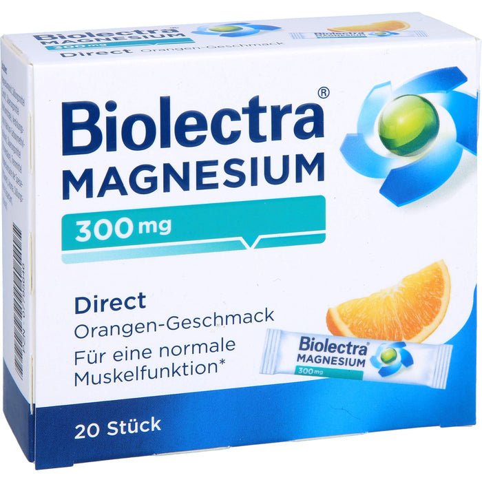 Biolectra Magnesium 300 mg direct Orangengeschmack Pellets in Sticks , 20 pcs. Sachets