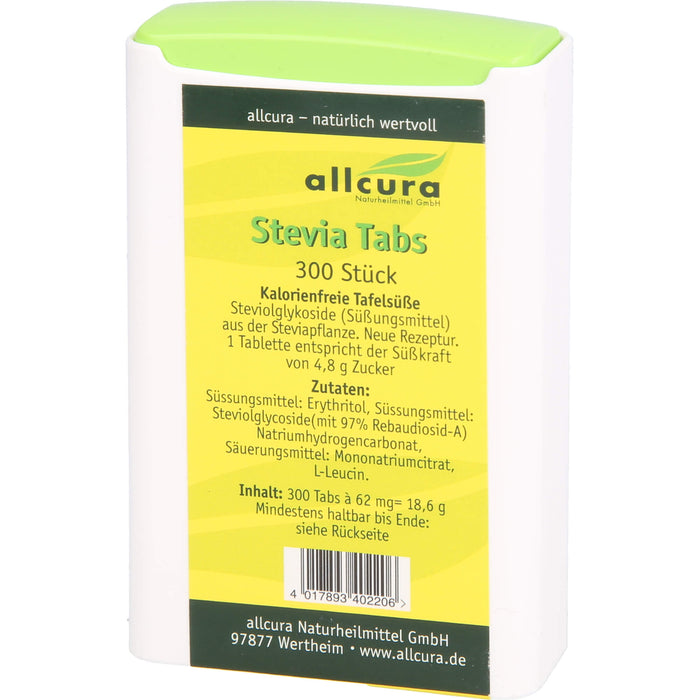 Allcura Stevia Tabs, 300 pc Tablettes