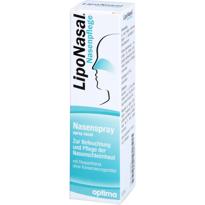 LipoNasal Nasenpflege, Nasenspray zur Befeuchtung und Pflege der Nasenschleimhaut, mit Dexpanthenol, ohne Konservierungsmittel, 10 ml Solution