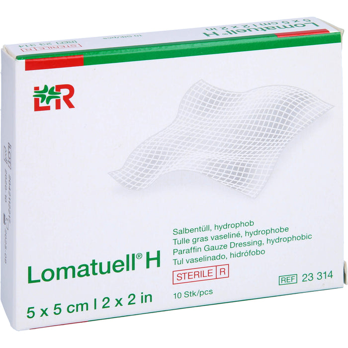 Lomatuell H 5 cm x 5 cm steril Salbentüll, hydrophob, 10 pc pansement