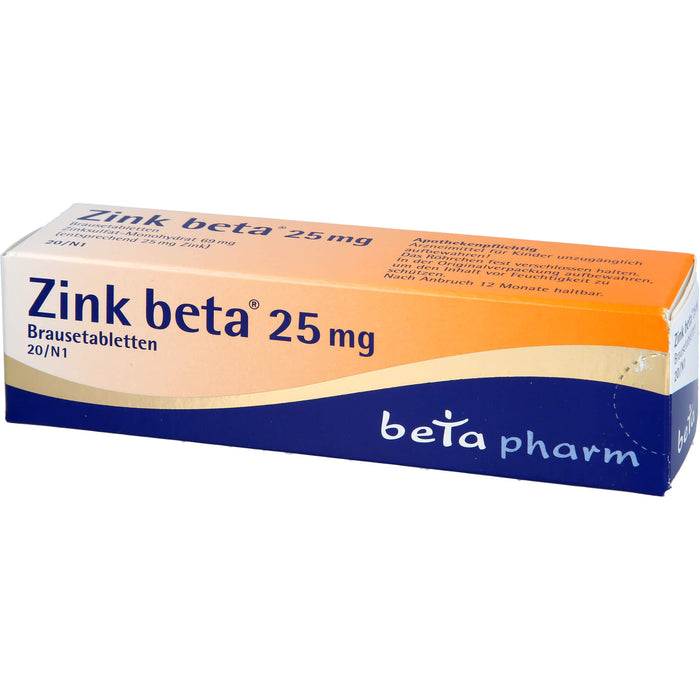 Zink beta 25 mg Brausetabletten, 20 pcs. Tablets