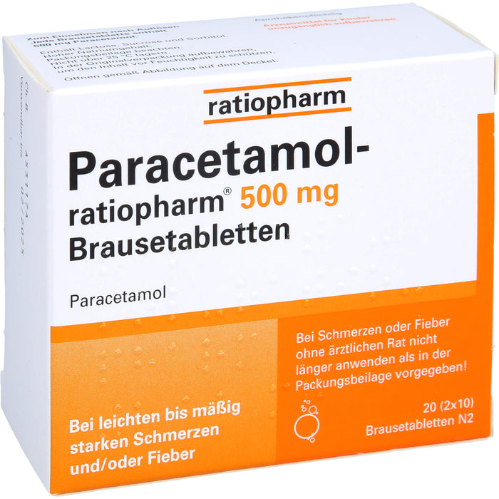 Paracetamol-ratiopharm 500 mg Brausetabletten, 20 pcs. Tablets