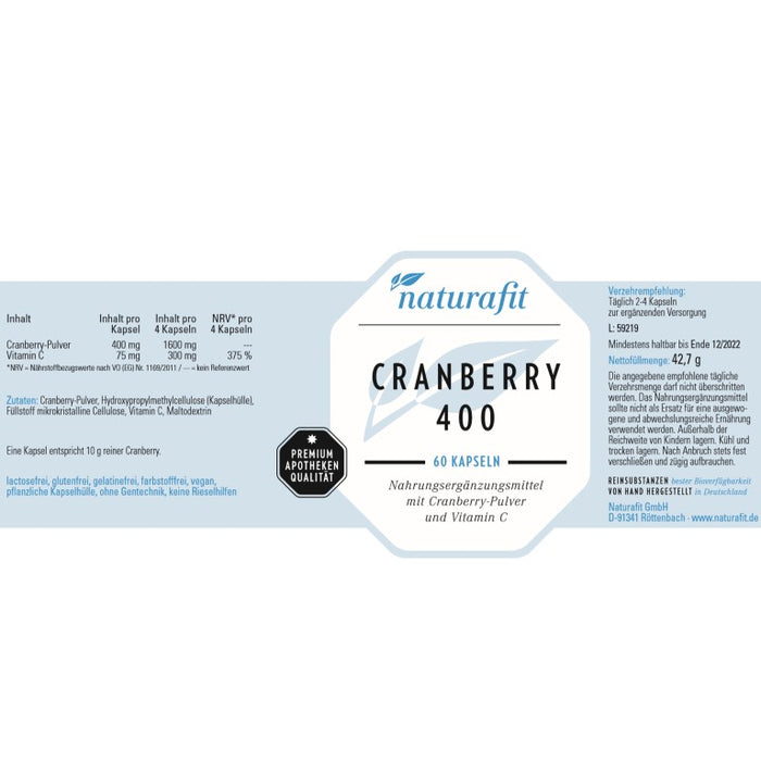 naturafit Cranberry 400 Kapseln, 60 St. Kapseln