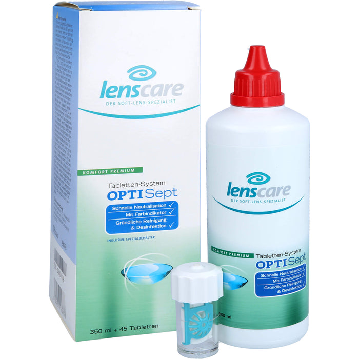 Lenscare OptiSept 350ml + 45 Tabl. + 1 Beh, 1 P KPG