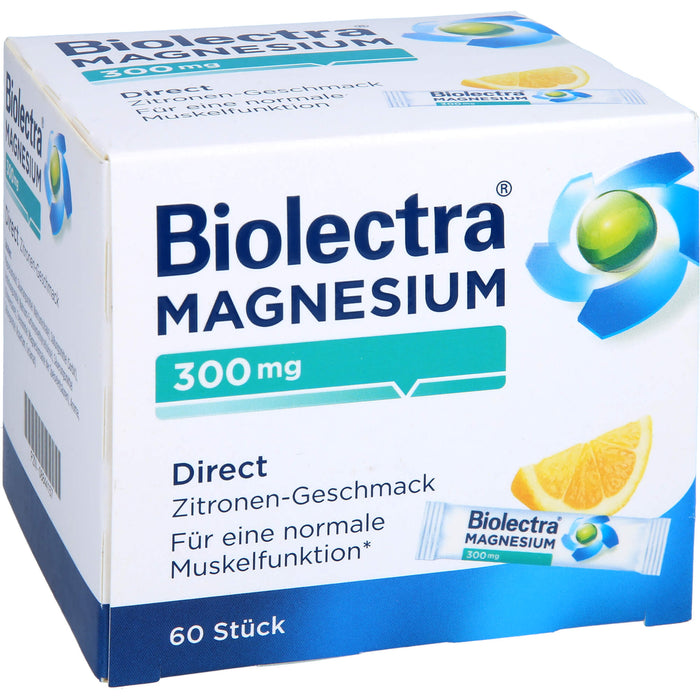 Biolectra Magnesium 300 mg direct Zitronengeschmack Pellets in Sticks, 60 St. Beutel