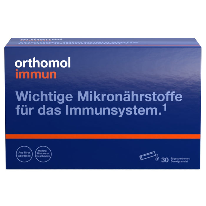 Orthomol Immun - Mikronährstoffe zur Unterstützung des Immunsystems - mit Vitamin C, Vitamin D und Zink - Menthol-Himbeere, 30 St. Tagesportionen