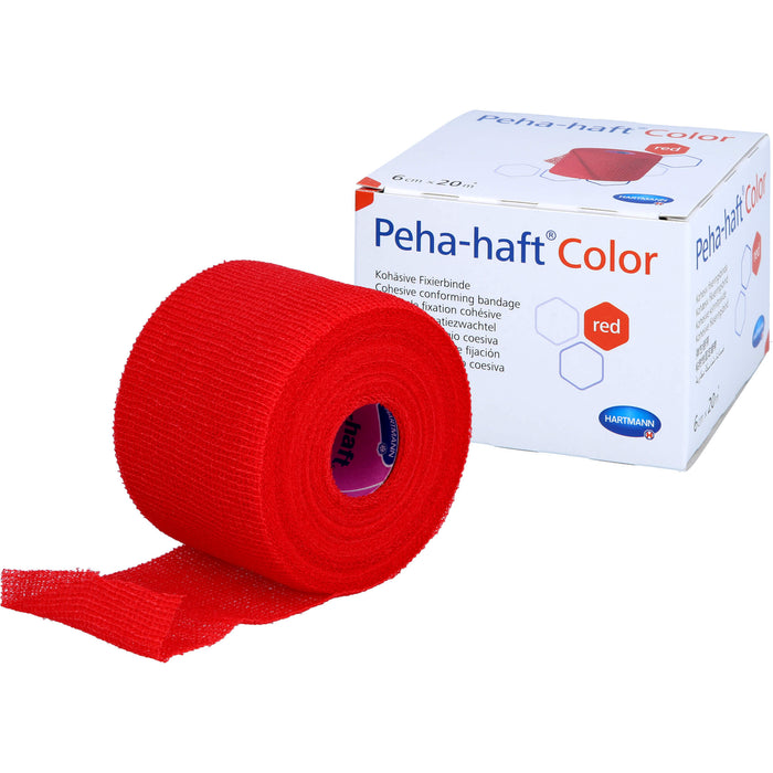 Peha-haft Color Fixierbinde latexfrei 6cmx20m rot, 1 St BIN