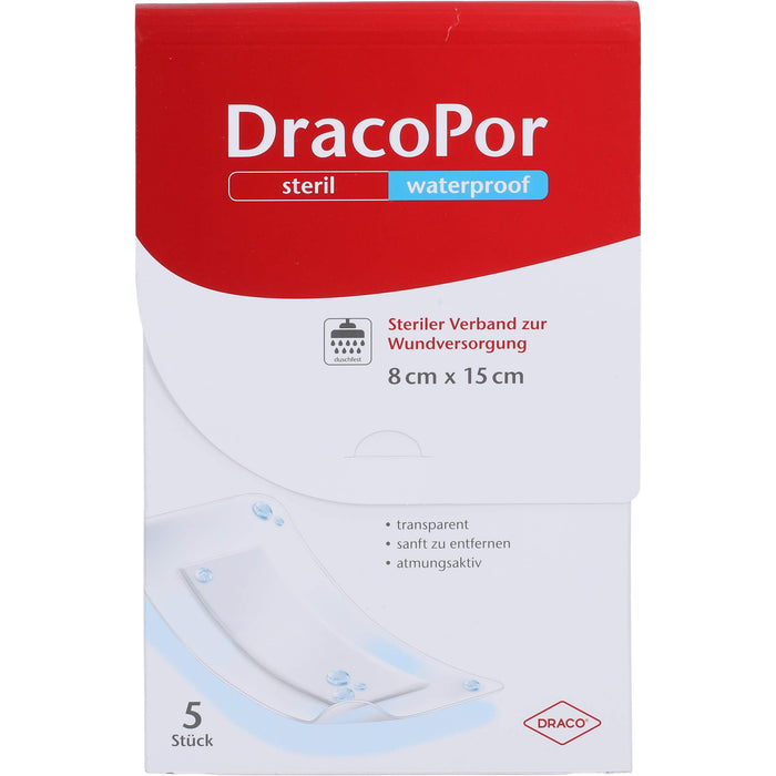 Dracopor Waterproof Wundverband steril 15 cm x 8 cm, 5 pc Pansements