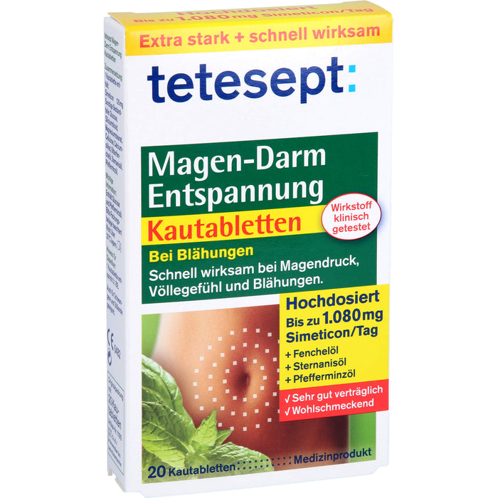 tetesept Magen-Darm Entspannung Kautabletten, 20 pc Tablettes