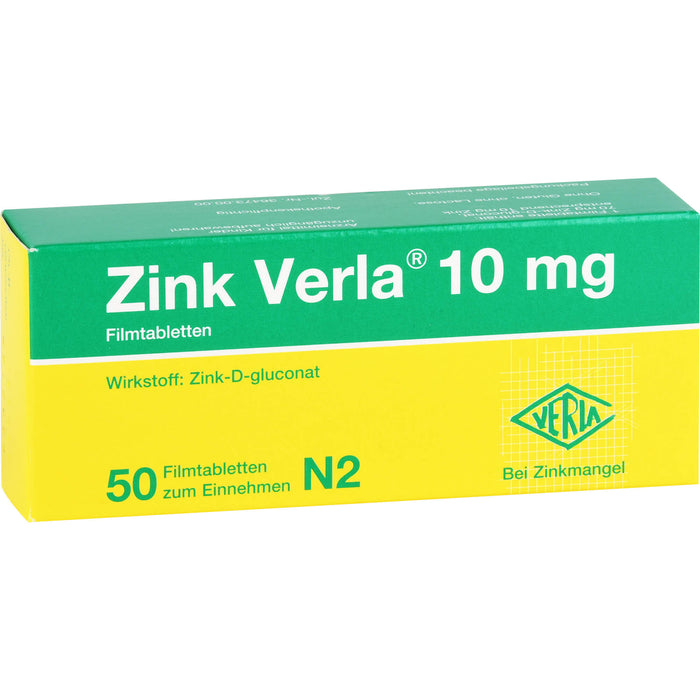 Zink Verla 10 mg Filmtabletten, 50 pcs. Tablets