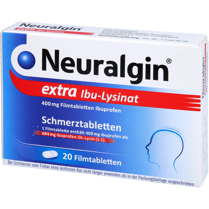 Neuralgin extra Ibu-Lysinat 400 mg Filmtabletten bei Schmerzen oder Fieber, 20 pcs. Tablets