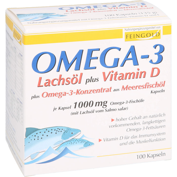 Omega-3 Lachsöl plus Vitamin D plus Omega-3-Konzen, 100 St. Kapseln