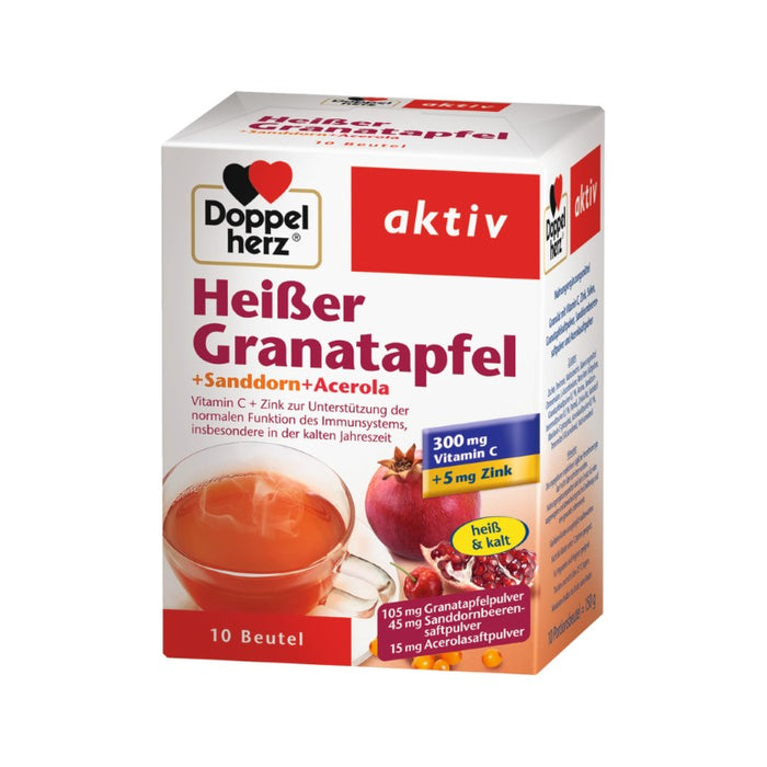 Doppelherz Heißer Granatapfel + Sanddorn + Acerola Pulver, 10 pcs. Sachets