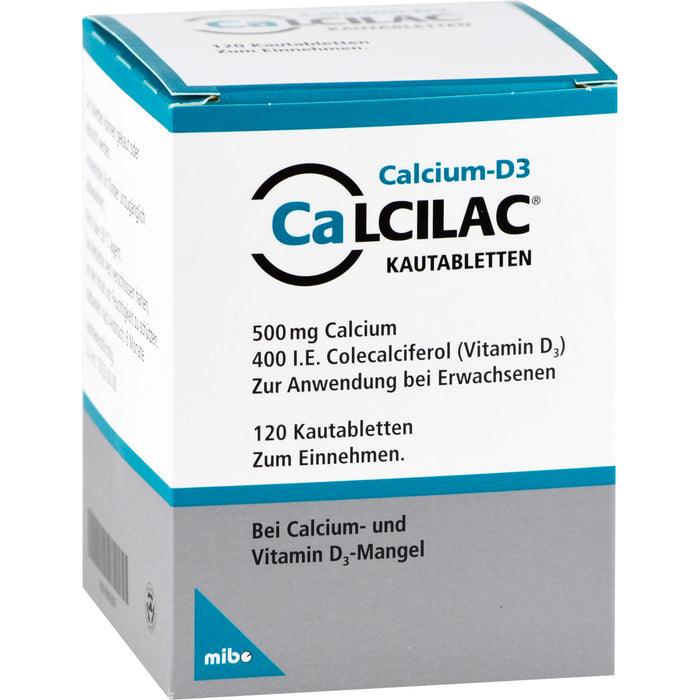 CaLCILAC 500 mg Calcium / 400 I.E. Colecalciferol Kautabletten, 120 St. Tabletten