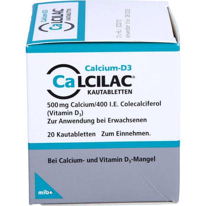 Calcilac Kautabletten 500 mg/400 I.E., 20 St KTA