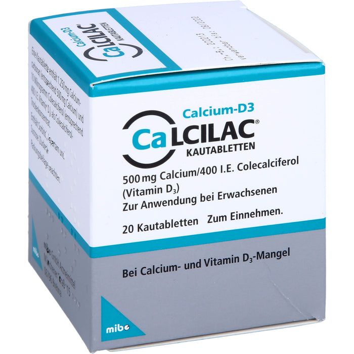 Calcilac Kautabletten 500 mg/400 I.E., 20 St KTA