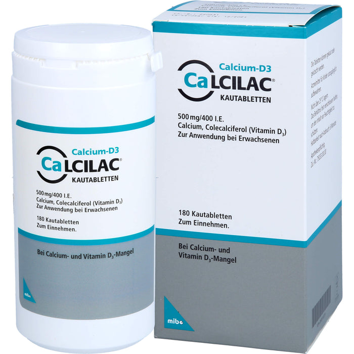 Calcilac Kautabletten 500 mg / 400 I.E., 180 pcs. Tablets