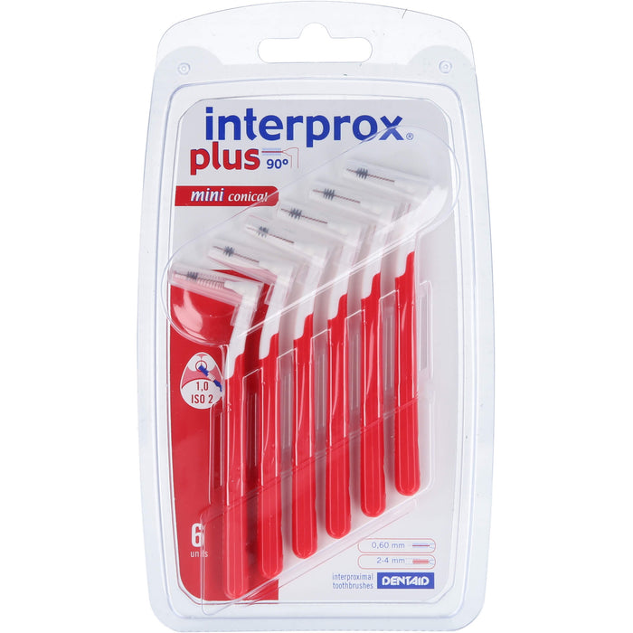 interprox plus 90° mini conical rot Gr. 2 0,9-1 mm Interdentalbürsten, 6 St. Interdentalbürsten