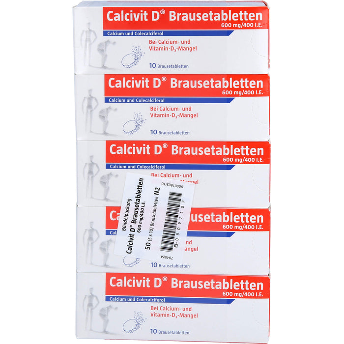 Calcivit D Brausetabletten, 600 mg/400 I.E., 50 St BTA