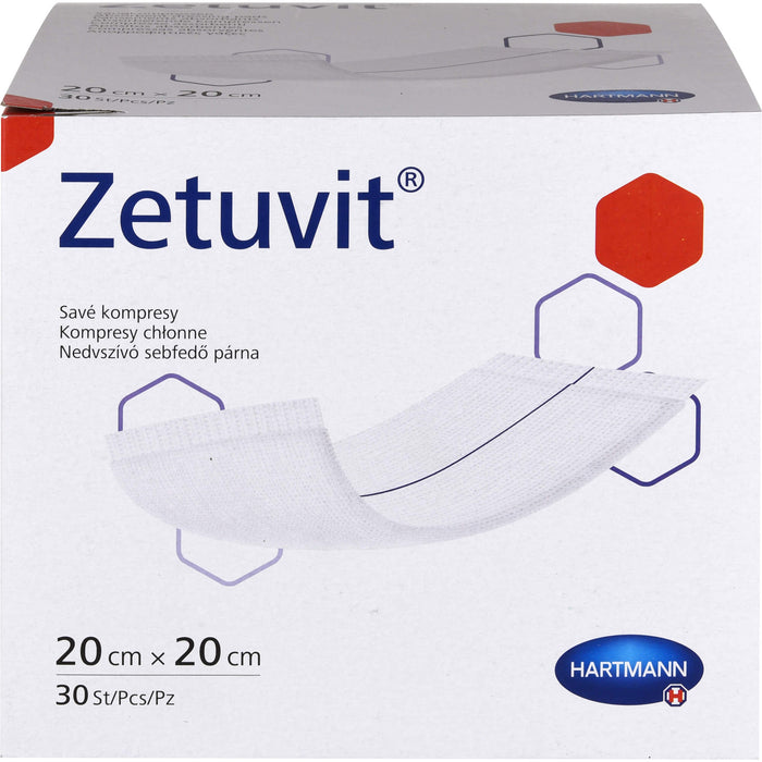 ZETUVIT Saugkompresse unsteril 20x20cm, 30 St KOM