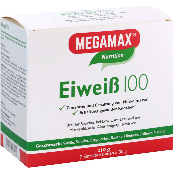 MEGAMAX Basic & Active Eiweiß 100 Pulver Geschmack-Mix, 210 g Poudre