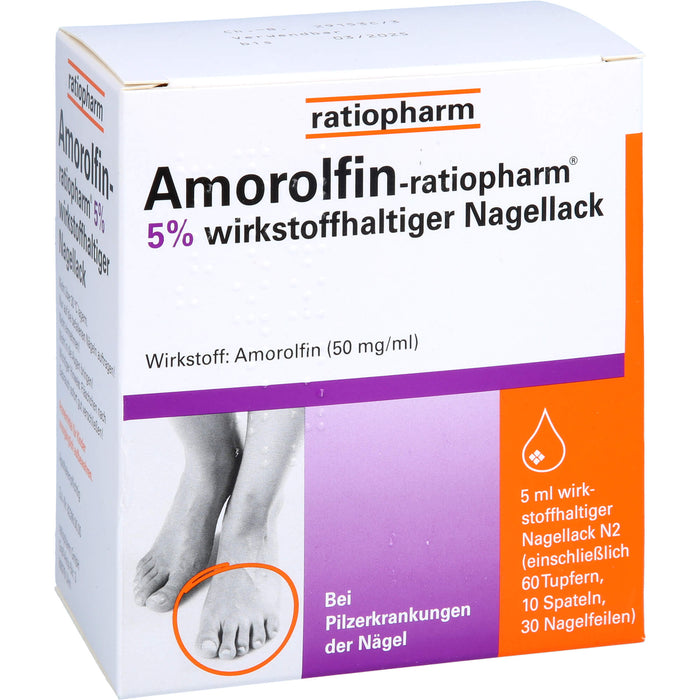 Amorolfin-ratiopharm 5% wirkstoffhaltiger Nagellack, 5 ml Nail varnish containing active ingredients