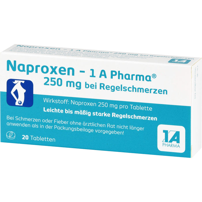 Naproxen - 1 A Pharma 250 mg Tabletten bei Regelbeschwerden, 20 St. Tabletten