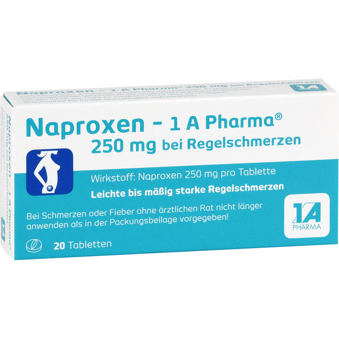 Naproxen - 1 A Pharma 250 mg Tabletten bei Regelbeschwerden, 20 pcs. Tablets