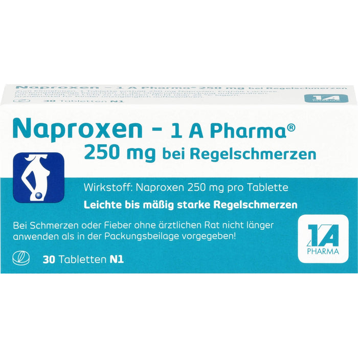 Naproxen - 1 A Pharma 250 mg Tabletten bei Regelschmerzen, 30 pc Tablettes