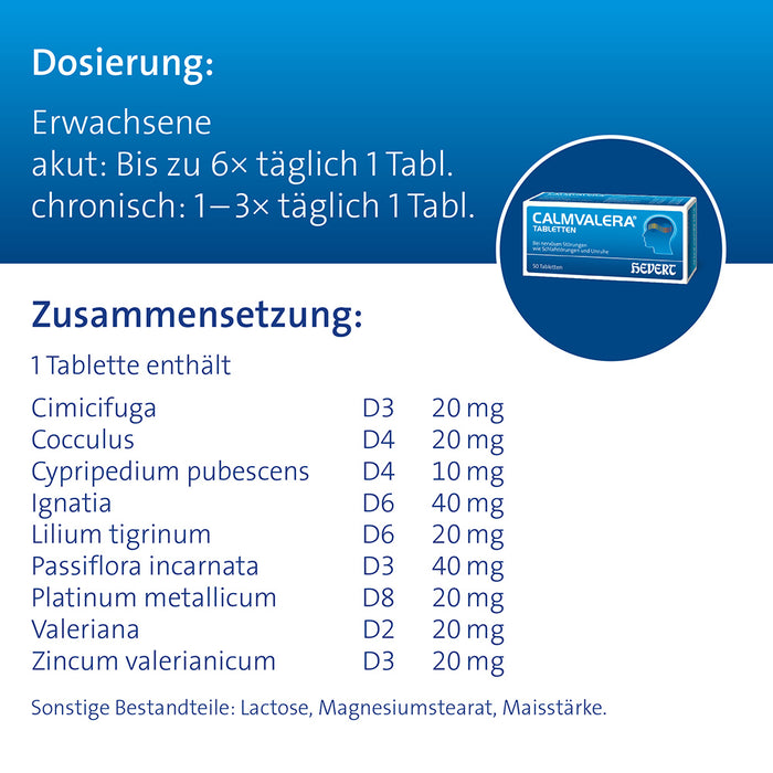 Calmvalera Tabletten bei nervösen Störungen wie Schlafstörungen und Unruhe, 50 St. Tabletten