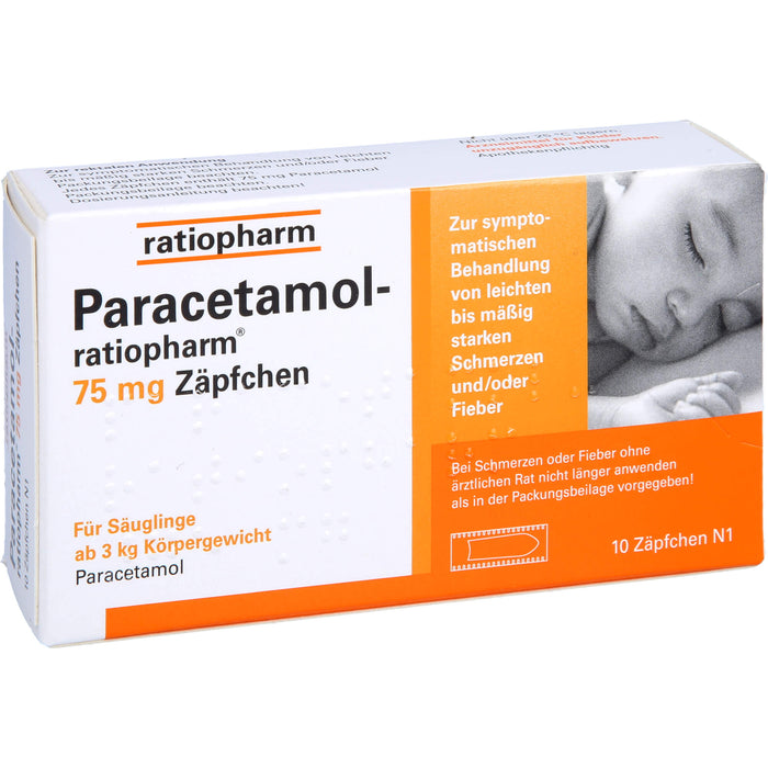 Paracetamol-ratiopharm 75 mg Zäpfchen bei leichten Schmerzen, 10 pc Suppositoires