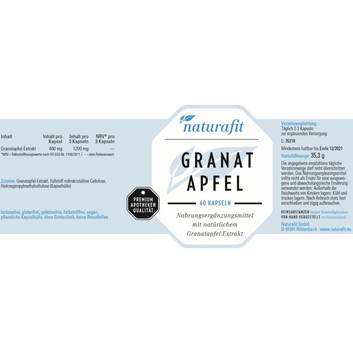 naturafit Granatapfel Kapseln, 60 pc Capsules