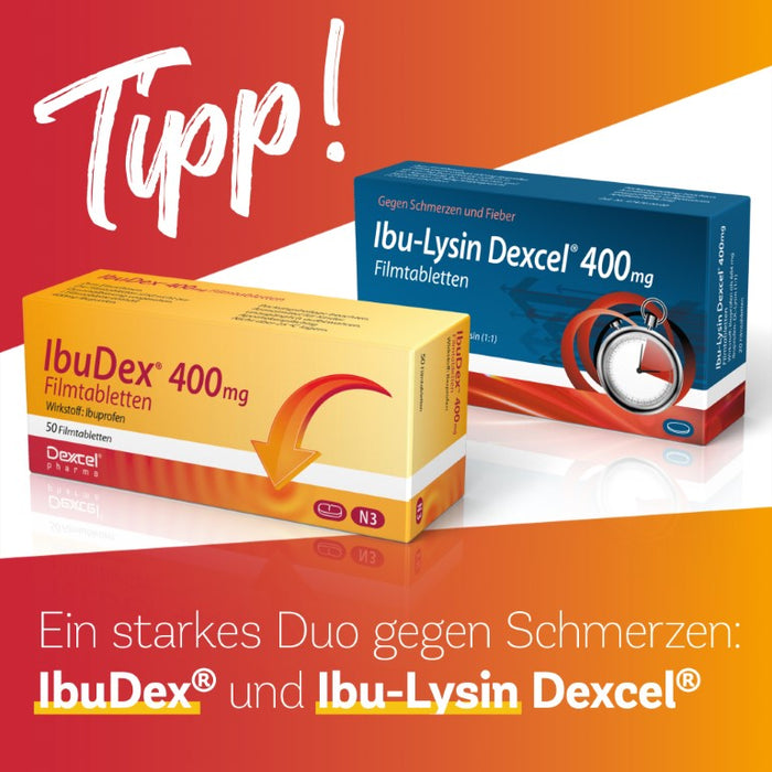 IbuDex 400 mg Filmtabletten bei Schmerzen und Fieber, 20 pcs. Tablets