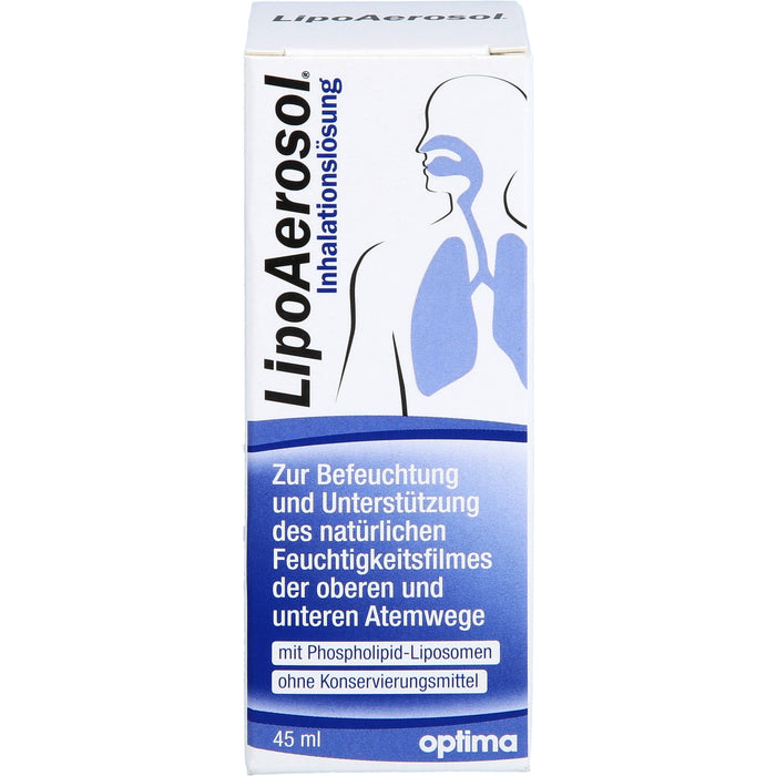 LipoAerosol Inhalationslösung und Rachenspray, zur Befeuchtung und Unterstützung des natürlichen Feuchtigkeitsfilmes der oberen und unteren Atemwege, ohne Konservierungsmitte, 45 ml Lösung