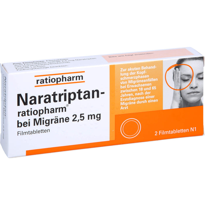 Naratriptan-ratiopharm bei Migräne 2,5 mg Filmtabletten, 2 pcs. Tablets