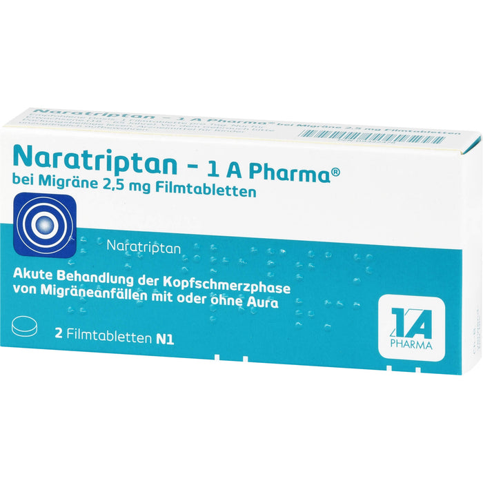 Naratriptan - 1 A Pharma bei Migräne 2,5 mg Filmtabletten, 2 St. Tabletten