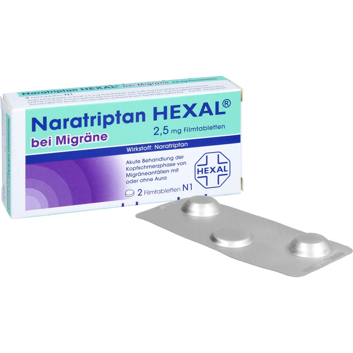 Naratriptan HEXAL bei Migräne Filmtabletten, 2 pc Tablettes