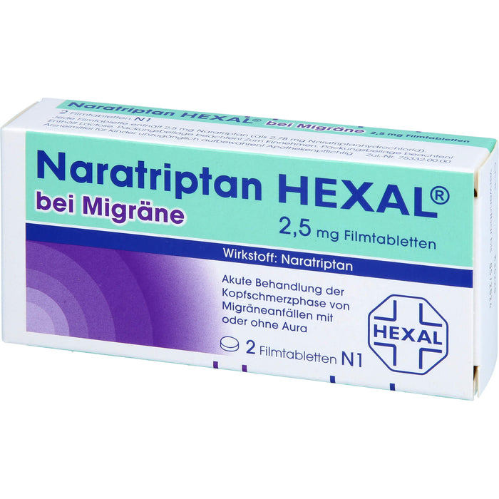 Naratriptan HEXAL bei Migräne Filmtabletten, 2 pc Tablettes