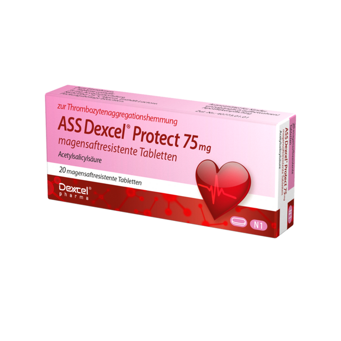 ASS Dexcel Protect 75 mg Tabletten bei Herz-Kreislauf-Erkrankungen, 20 pc Tablettes