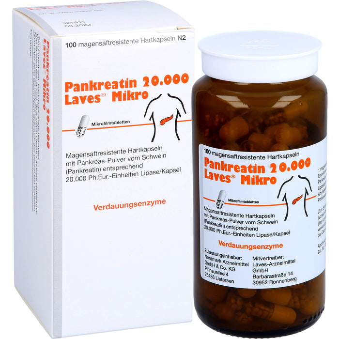 Pankreatin 20.000 Laves Mikro, Magensaftresistente Hartkapseln, 100 pc Capsules