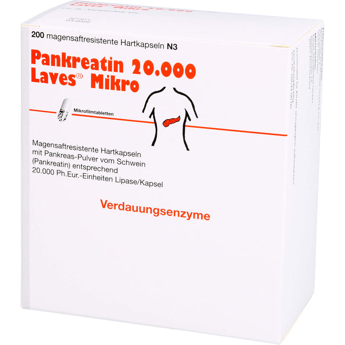 Pankreatin 20.000 Laves Mikro Hartkapseln Verdauungsenzyme, 200 pc Capsules