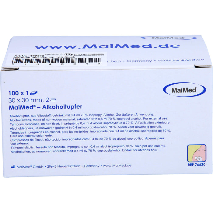 MaiMed Alkoholtupfer 30 x 30 mm weiß aus Vlies, 100 pcs. Swab