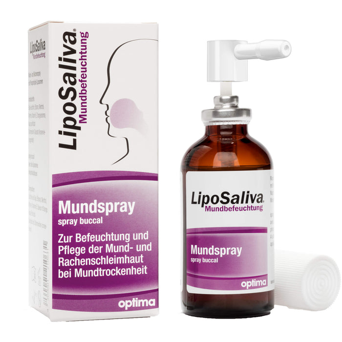 LipoSaliva Mundbefeuchtung,  Mundspray zur Befeuchtung und Pflege der Mundschleimhaut bei Mundtrockenheit, 50 ml Lösung