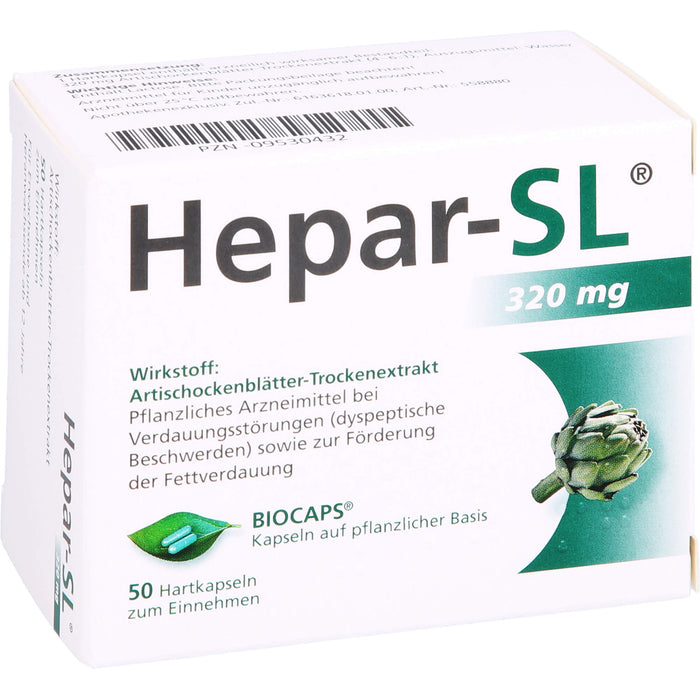 Hepar-SL 320 mg Kapseln auf pflanzlicher Basis bei Verdauungsstörungen, 50 pcs. Capsules