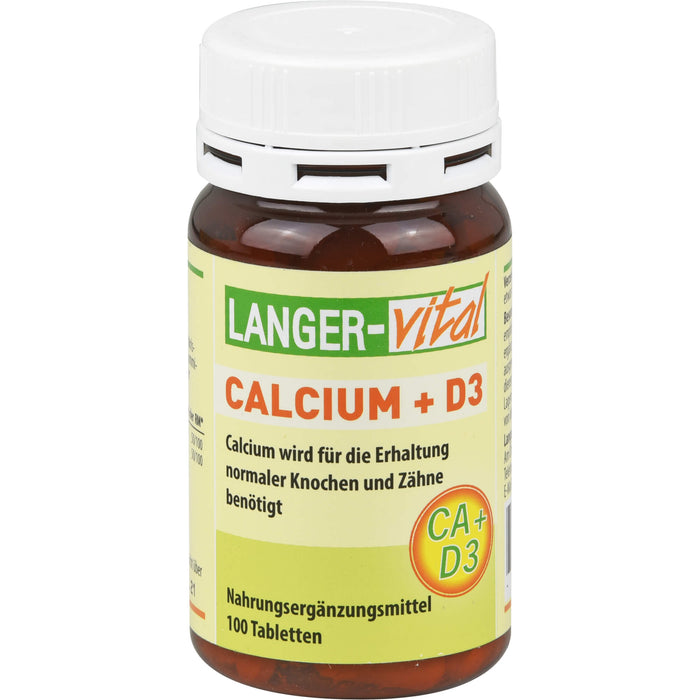 LANGER-vital Calcium 400 mg + D3 Tabletten zur Erhaltung normaler Knochen und Zähne, 100 St. Tabletten