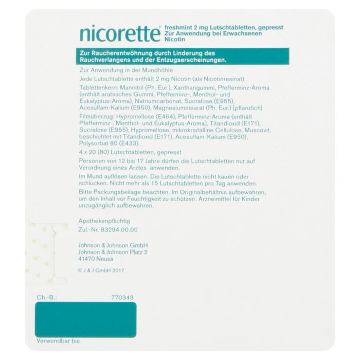 nicorette freshmint 2 mg Lutschtabletten, 80 St. Tabletten